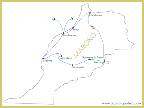 Mapa trampingu w Maroku